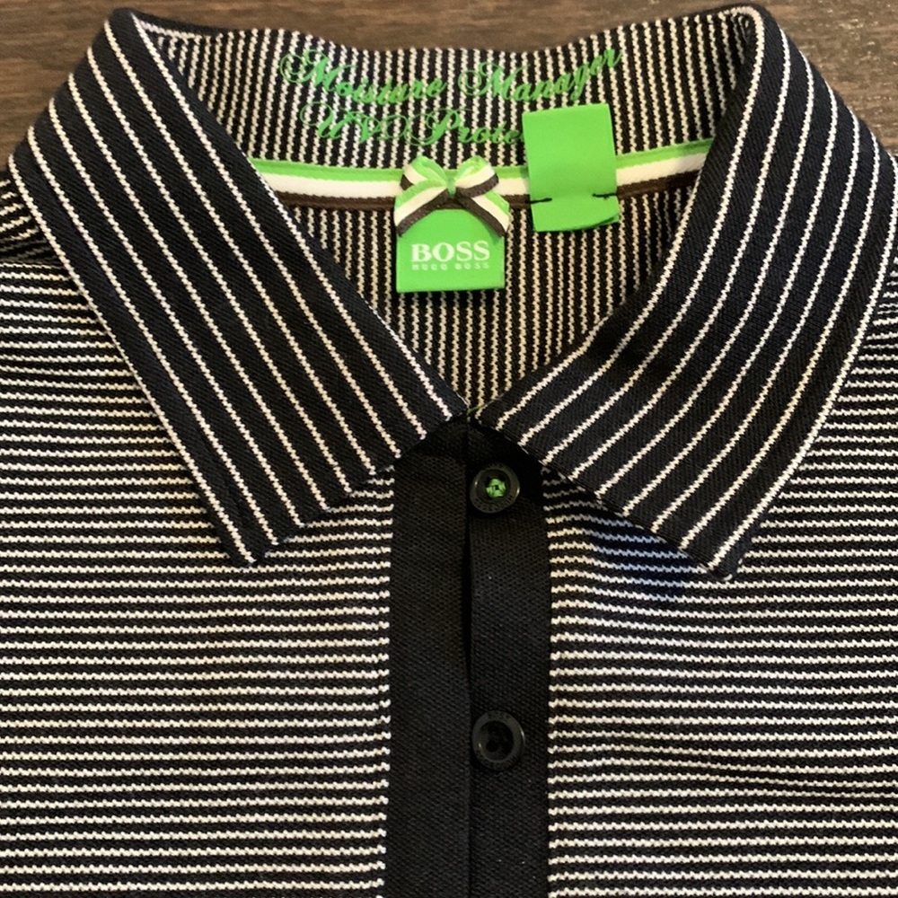 Hugo Boss Black & White Striped Polo